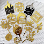 INS 32 Styles Auksiniai arabiški Mubarako Ramadano pyragaičių tvarsčiai akriliniai Eid Mubarako keksų apmušalai, skirti Eid Mubarako vakarėlio tortų dekoravimui