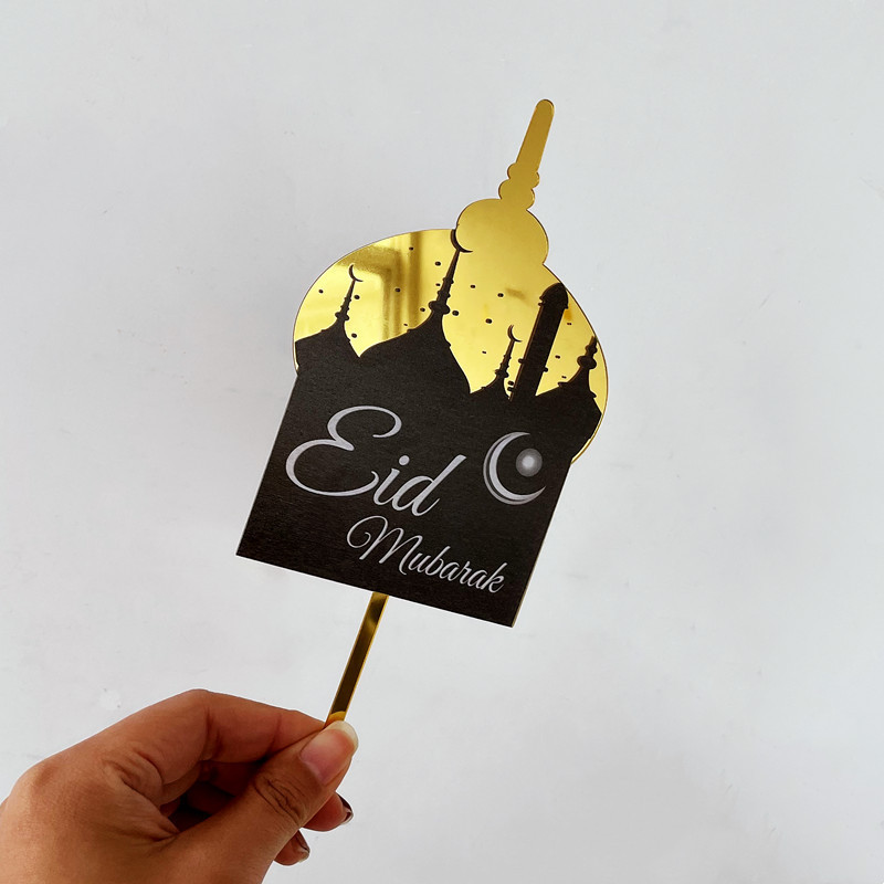 INS 32 Styles Auksiniai arabiški Mubarako Ramadano pyragaičių tvarsčiai akriliniai Eid Mubarako keksų apmušalai, skirti Eid Mubarako vakarėlio tortų dekoravimui