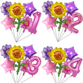 6 τμχ Ηλίανθος λουλούδι Αλουμινόχαρτο Globe Ροζ Αριθμός Δώρα Μπαλόνι για Κορίτσια Διακόσμηση πάρτι γενεθλίων Διακόσμηση ντουζιέρας γάμου