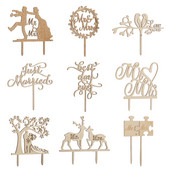 Tuščiaviduriai nuotakos ir jaunikio mediniai vestuvinio torto apmušalai „Meilė ką tik vedęs ponas ir ponia“ torto kepuraitė, skirta vakarėlio reikmenims