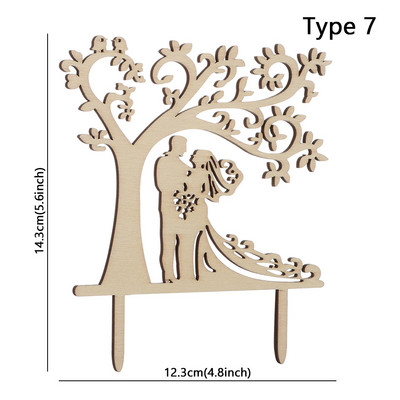 Tuščiaviduriai nuotakos ir jaunikio mediniai vestuvinio torto apmušalai „Meilė ką tik vedęs ponas ir ponia“ torto kepuraitė, skirta vakarėlio reikmenims
