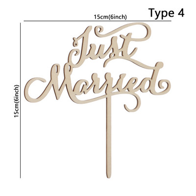 Tuščiaviduriai nuotakos ir jaunikio mediniai vestuvinio torto apmušalai „Meilė ką tik vedęs ponas ir ponia“ torto kepuraitė, skirta vakarėlio reikmenims