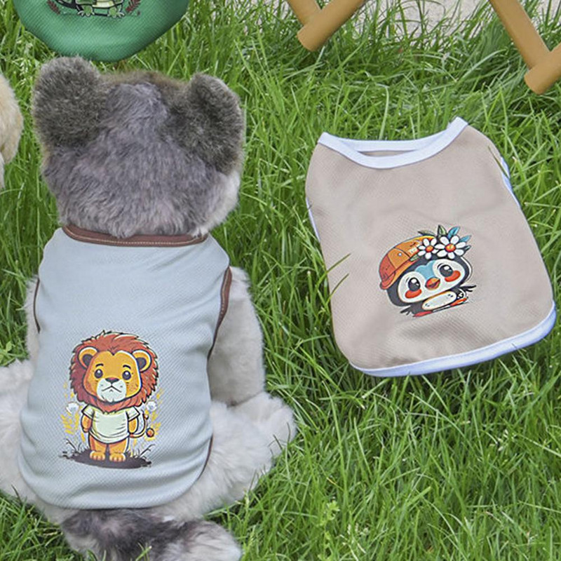 Graži šunų liemenė Poliesterio šuniuko viršutinė kvėpuojanti suknelė su gyvūnais marginti naminių gyvūnėlių vasaros drabužiai šunų liemenė