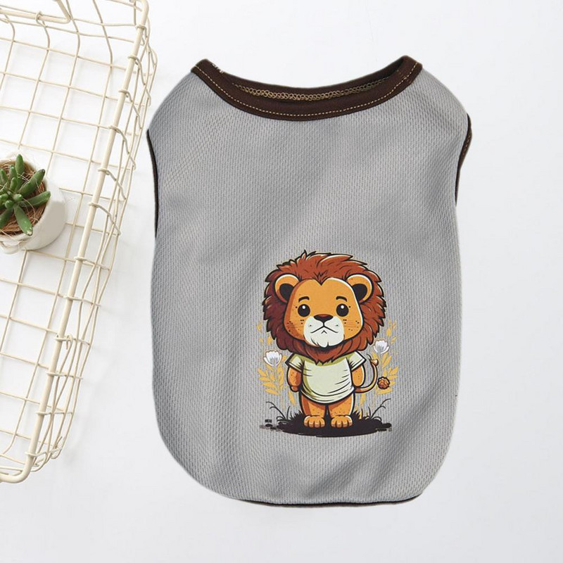 Graži šunų liemenė Poliesterio šuniuko viršutinė kvėpuojanti suknelė su gyvūnais marginti naminių gyvūnėlių vasaros drabužiai šunų liemenė