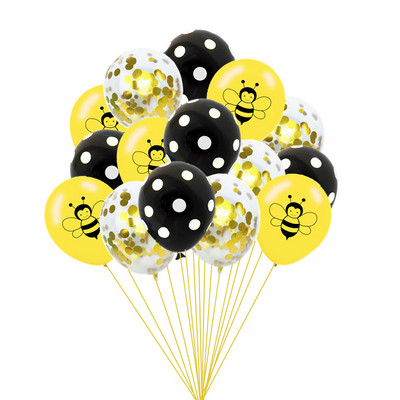 10db 12 hüvelykes Cartoon Bee Latex léggömb sárga, fekete pöttyös globos állati születésnapi parti dekoráció baba zuhany kellékek