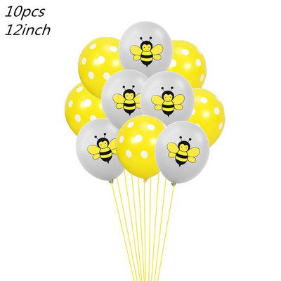 10db 12 hüvelykes Cartoon Bee Latex léggömb sárga, fekete pöttyös globos állati születésnapi parti dekoráció baba zuhany kellékek