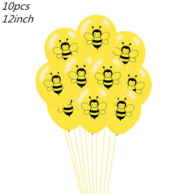 10db 12 hüvelykes Cartoon Bee Latex léggömb sárga, fekete pöttyös globos állati születésnapi parti dekoráció baba zuhany kellékek