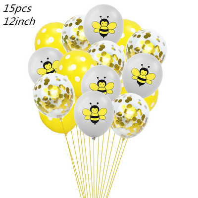 10db 12 hüvelykes Cartoon Bee Latex léggömb sárga, fekete pöttyös globos állati születésnapi parti dekoráció baba zuhany kellékek