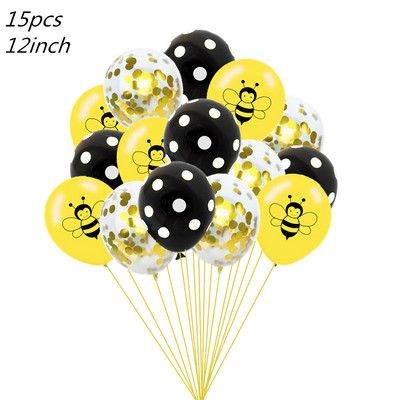 10db 12 hüvelykes Cartoon Bee Latex léggömb sárga, fekete pöttyös globos állati születésnapi parti dekoráció baba zuhany kellékek