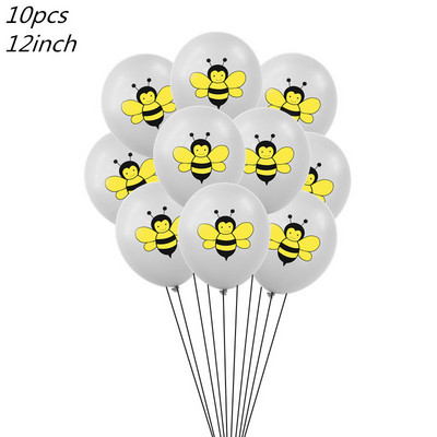 10db 12 hüvelykes Cartoon Bee Latex léggömb sárga, fekete pöttyös globos állati születésnapi parti dekoráció baba zuhany kellékek