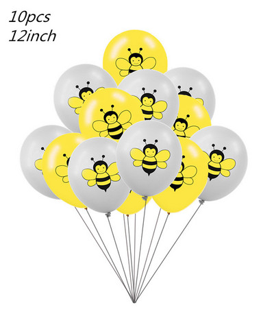 10db 12 hüvelykes Cartoon Bee Latex léggömb sárga, fekete pöttyös globos állati születésnapi parti dekoráció baba zuhany kellékek