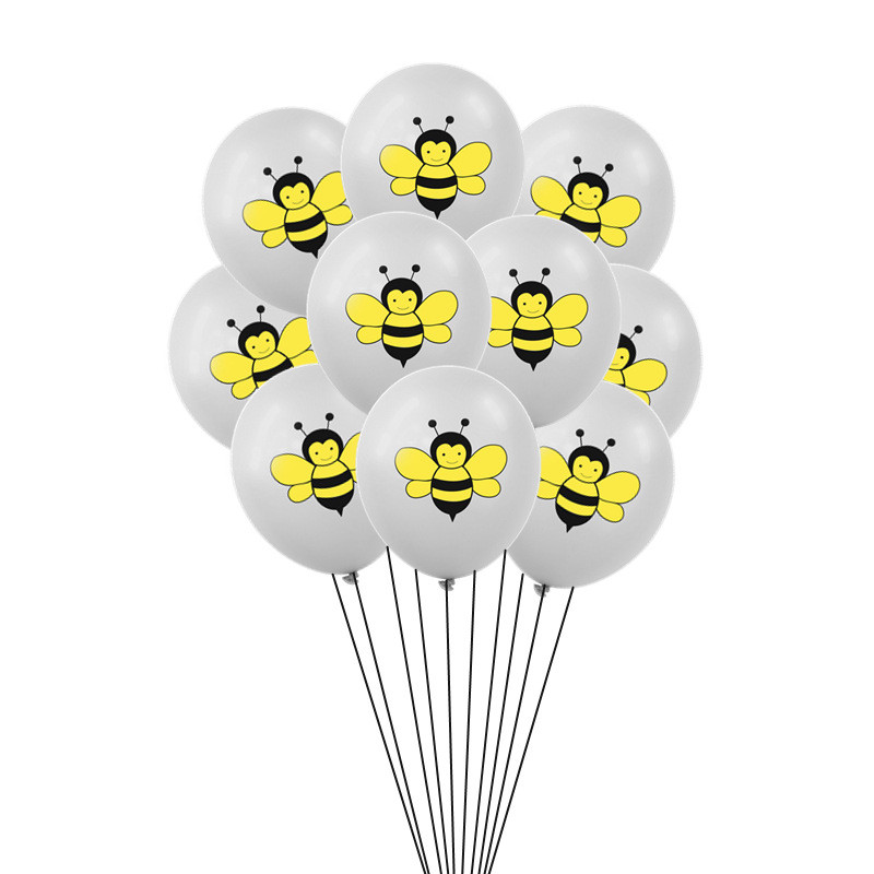 10db 12 hüvelykes Cartoon Bee Latex léggömb sárga, fekete pöttyös globos állati születésnapi parti dekoráció baba zuhany kellékek