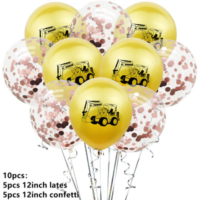 10db Építési parti lufi fiú születésnapjára Babazuhany Rajzfilm autókonfetti lufi karácsonyi dekoráció otthonra