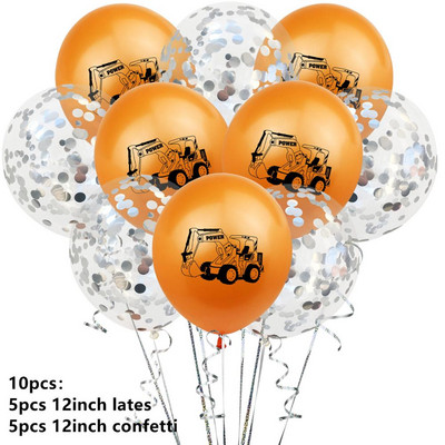 10db Építési parti lufi fiú születésnapjára Babazuhany Rajzfilm autókonfetti lufi karácsonyi dekoráció otthonra