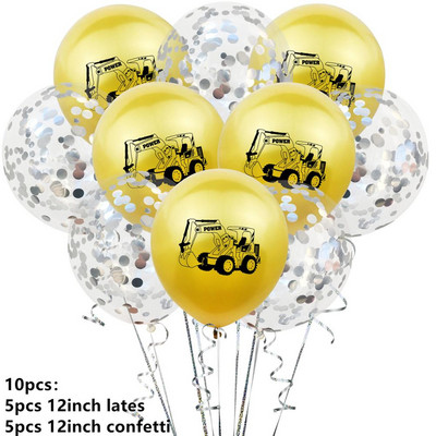 10db Építési parti lufi fiú születésnapjára Babazuhany Rajzfilm autókonfetti lufi karácsonyi dekoráció otthonra