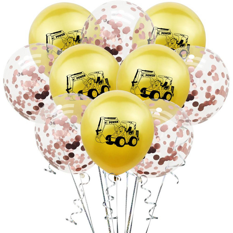 10db Építési parti lufi fiú születésnapjára Babazuhany Rajzfilm autókonfetti lufi karácsonyi dekoráció otthonra