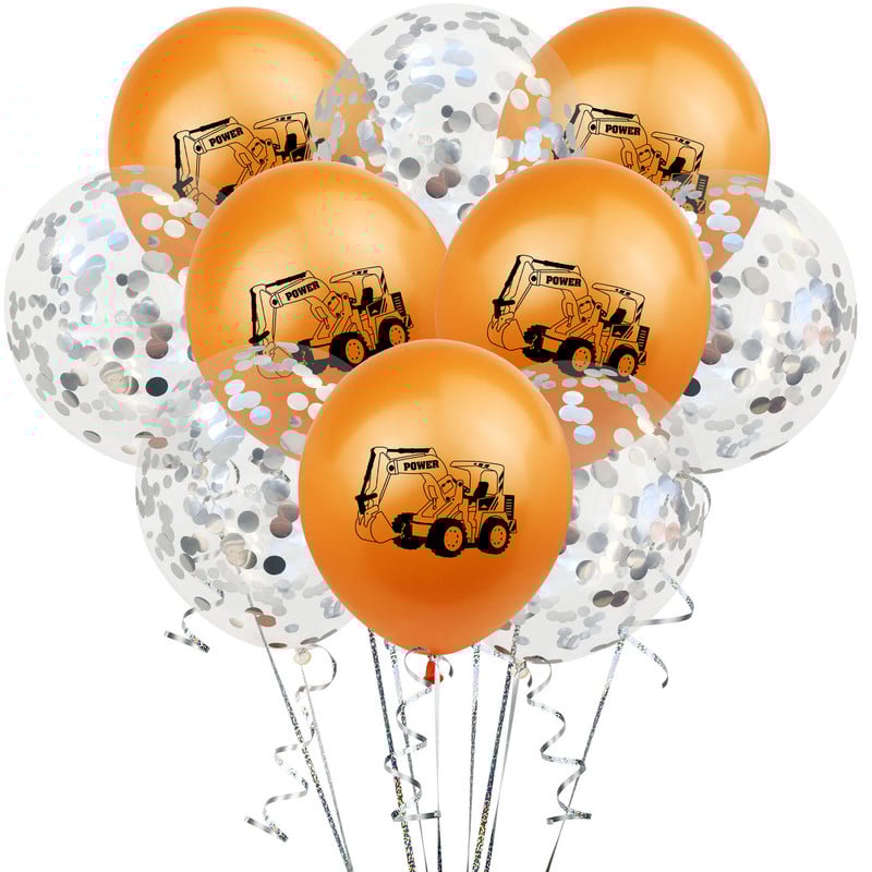 10db Építési parti lufi fiú születésnapjára Babazuhany Rajzfilm autókonfetti lufi karácsonyi dekoráció otthonra