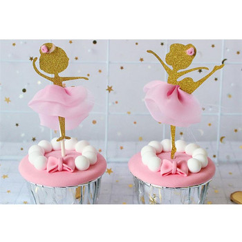 6PCS Ballerina Dancing Girl Cake Toppers Girl Design Cake Picks Cupcake Decoration for Wedding Bridal Show Birthday Party