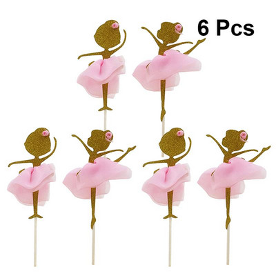 6 vnt. Balerina šokančios mergaitės torto tvarsčiai Mergaičių dizaino tortų rinkiniai Kekselių dekoravimas vestuvių nuotakos vakarėliui, gimtadienio vakarėliui