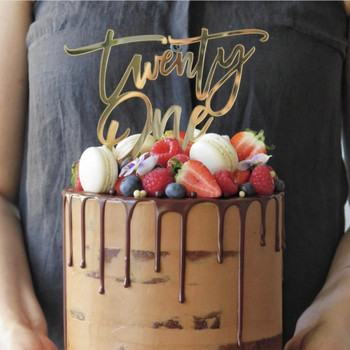 Нов Thirty One Happy Birthday Cake Topper Златен акрил Twenty One Birthday Cupcake Topper за декорации на торта за рожден ден