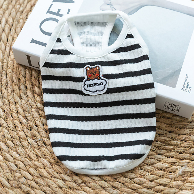 Kölyökkutya nyár Kölyöktűs leggings Szőtt csíkos medve mellény maci ruhák kis közepes méretű kutyaharisnya lélegző ruha