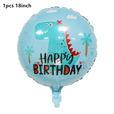 1gab. Jauns Big Green Cute Crown Dinozauru folijas balons Daudz laimes dzimšanas dienas ballītes dekorēšanai bērniem Rotaļlieta Dino Jurassic Hēlija balonu rotaļlietas