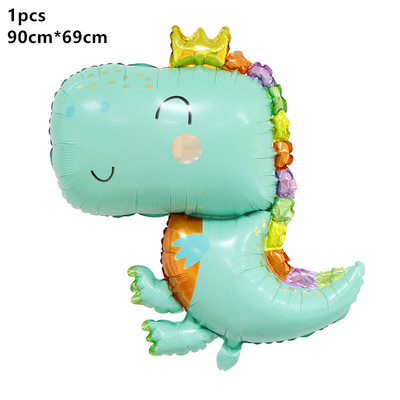 1gab. Jauns Big Green Cute Crown Dinozauru folijas balons Daudz laimes dzimšanas dienas ballītes dekorēšanai bērniem Rotaļlieta Dino Jurassic Hēlija balonu rotaļlietas