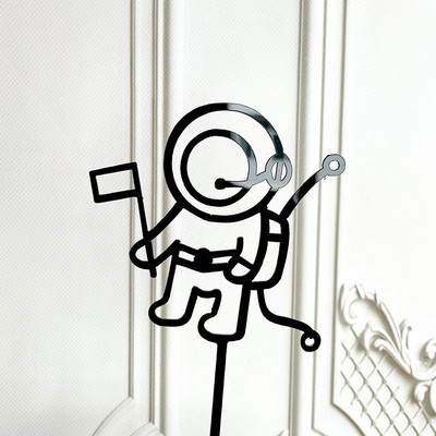 Nauji animaciniai filmukai su gimtadieniu torto apmušalai Astronaut Auksiniai akriliniai vaikų gimtadienio tortų tvarsčiai, skirti Baby Shower Party desertui dekoruoti