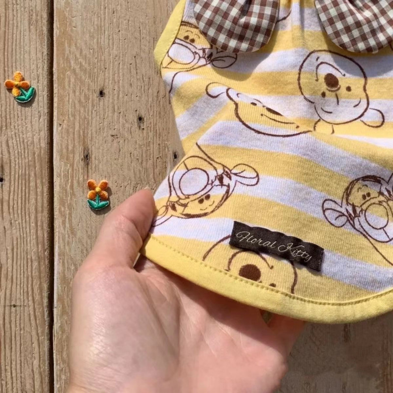 Vestă de urs Îmbrăcăminte pentru câini Bumbac din desene animate pentru animale de companie pentru haine pentru câini Costum mic Bulldog francez drăguț de vară galben galben guler de băiat Perro