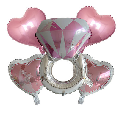 Rózsa arany fólia gyémánt gyűrű léggömb készlet 22 hüvelykes kerek gyűrűk léggömb esküvői gömbök esküvői dekorációk eljegyzési parti kellékek