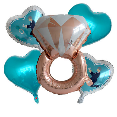 Rózsa arany fólia gyémánt gyűrű léggömb készlet 22 hüvelykes kerek gyűrűk léggömb esküvői gömbök esküvői dekorációk eljegyzési parti kellékek