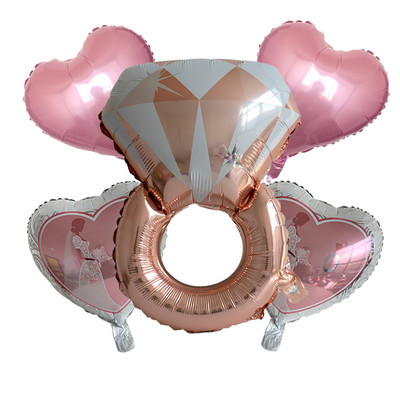 Rózsa arany fólia gyémánt gyűrű léggömb készlet 22 hüvelykes kerek gyűrűk léggömb esküvői gömbök esküvői dekorációk eljegyzési parti kellékek