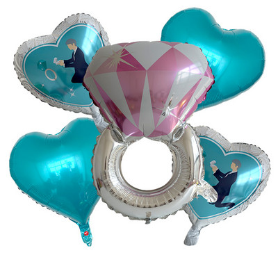 Rózsa arany fólia gyémánt gyűrű léggömb készlet 22 hüvelykes kerek gyűrűk léggömb esküvői gömbök esküvői dekorációk eljegyzési parti kellékek