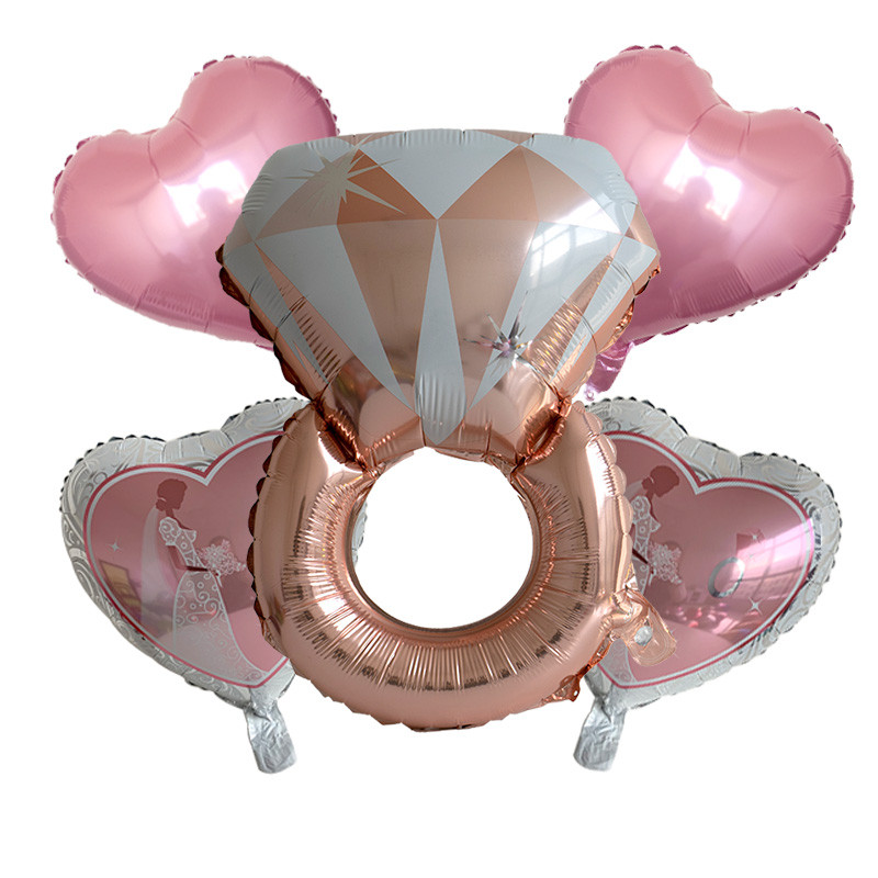 Rózsa arany fólia gyémánt gyűrű léggömb készlet 22 hüvelykes kerek gyűrűk léggömb esküvői gömbök esküvői dekorációk eljegyzési parti kellékek