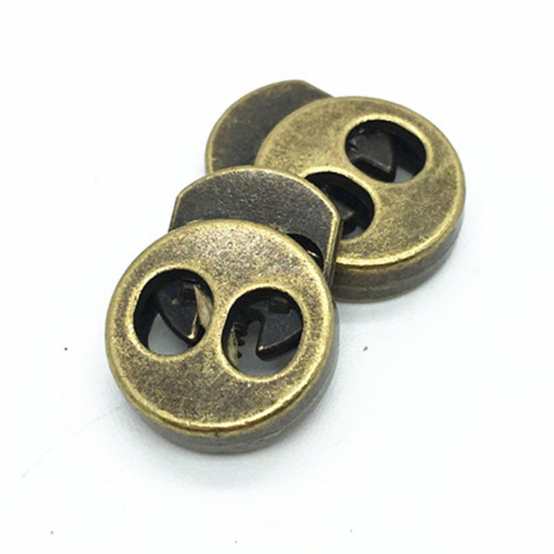10 gab. Metāla auklas slēdzenes aizbāznis, kas paredzēts apģērbam, kurpju auklai, mugursomai, sporta apģērbam, DIY piederumiem, diviem caurumiem 15 * 19 * 5 mm