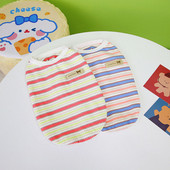 Tavaszi és nyári kisállatruházat Kutyaruhák Kölyökkutya csíkos mellény Teddy jumper Rajzfilm matricák Hímzett kutyaruhák