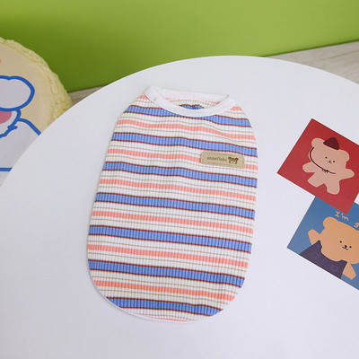 Tavaszi és nyári kisállatruházat Kutyaruhák Kölyökkutya csíkos mellény Teddy jumper Rajzfilm matricák Hímzett kutyaruhák