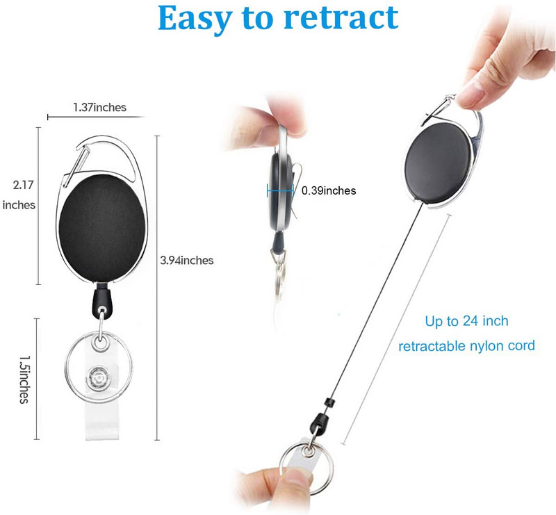 2 vnt. Ištraukiamas ženkliuko ritė su karabino ritės spaustuku