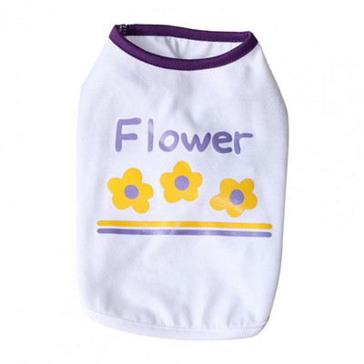 Vestă pentru animale de companie, imprimare cu flori, decolteu rotund, respirabil, costum de vară pentru animale de companie