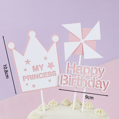 Rózsaszín lányok születésnapi parti dekoráció hercegnő torta teteje kastély léggömbök felhő cukorka szivárvány papír kártya sütéshez desszert kellékek