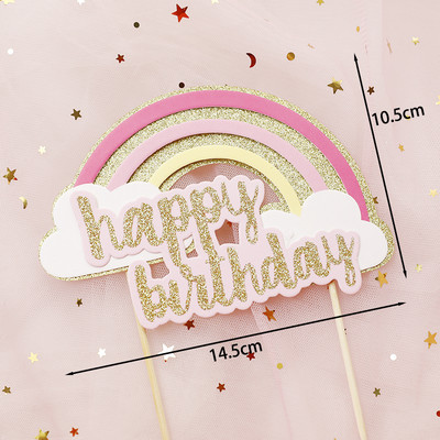 Rózsaszín lányok születésnapi parti dekoráció hercegnő torta teteje kastély léggömbök felhő cukorka szivárvány papír kártya sütéshez desszert kellékek