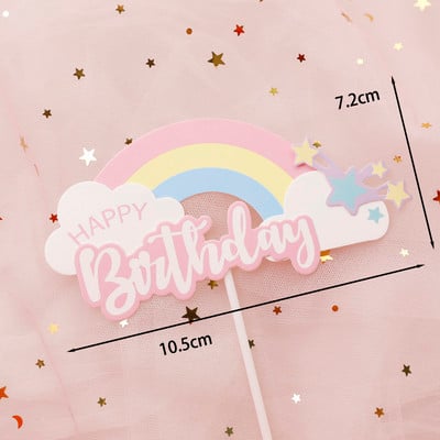 Rózsaszín lányok születésnapi parti dekoráció hercegnő torta teteje kastély léggömbök felhő cukorka szivárvány papír kártya sütéshez desszert kellékek