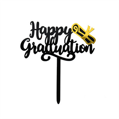 3/6 vnt Auksinis laimingas baigimo pyragas bakalauro kepuraitė akrilo kepuraitė sveikinimų baigimo vakarėlio dekoro klasė 2023 m.