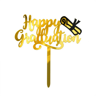 3/6 vnt Auksinis laimingas baigimo pyragas bakalauro kepuraitė akrilo kepuraitė sveikinimų baigimo vakarėlio dekoro klasė 2023 m.