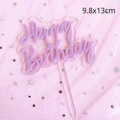 Új design Arany Ezüst Romantikus Levelek Boldog születésnapot Tortafedő Akril tortadísz buli kellékek Sütési kellékek