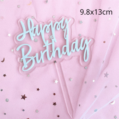 Új design Arany Ezüst Romantikus Levelek Boldog születésnapot Tortafedő Akril tortadísz buli kellékek Sütési kellékek