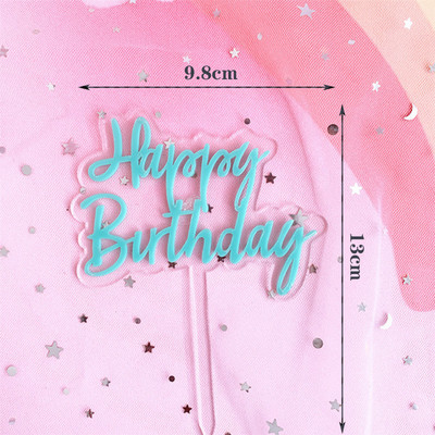 Új design Arany Ezüst Romantikus Levelek Boldog születésnapot Tortafedő Akril tortadísz buli kellékek Sütési kellékek