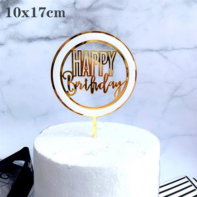 Új design Arany Ezüst Romantikus Levelek Boldog születésnapot Tortafedő Akril tortadísz buli kellékek Sütési kellékek