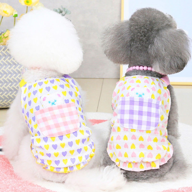 Szívmintás kutyamellény Nyári kiskutya macska nadrágtartók Pulcsik Kutyaruhák Ujjatlan kutyapóló kis kutyáknak Chihuahua kisállat pólók