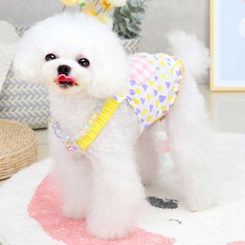 Szívmintás kutyamellény Nyári kiskutya macska nadrágtartók Pulcsik Kutyaruhák Ujjatlan kutyapóló kis kutyáknak Chihuahua kisállat pólók